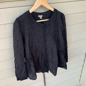 Dot detail black button up